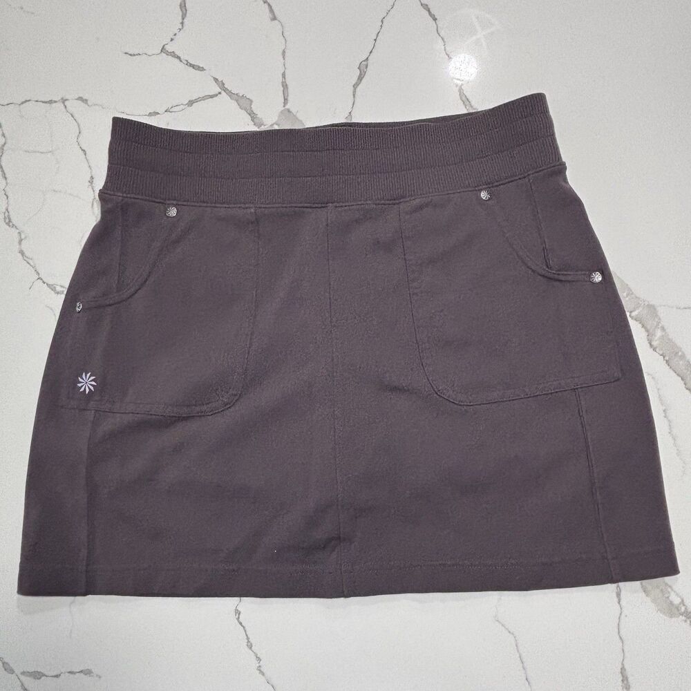Athleta Skort Women's Plum Gray Stretch Lined Skirt Zipper Pockets Golf Medium